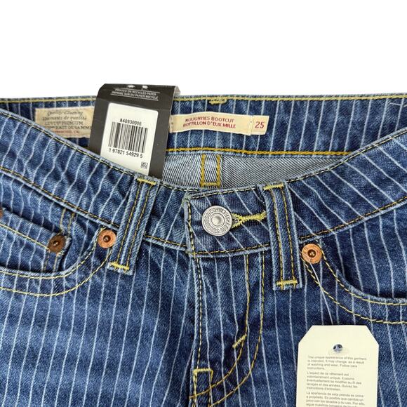 NWT LEVI'S Premium Noughties Bootcut Pinstripe Denim Jean Low Rise Y2K Sz 25 - Picture 4 of 8
